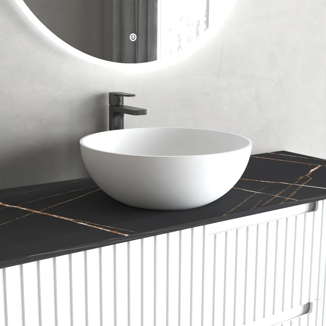 Otti Matte White Solid Surface Basin 390X390X145 - Image 2