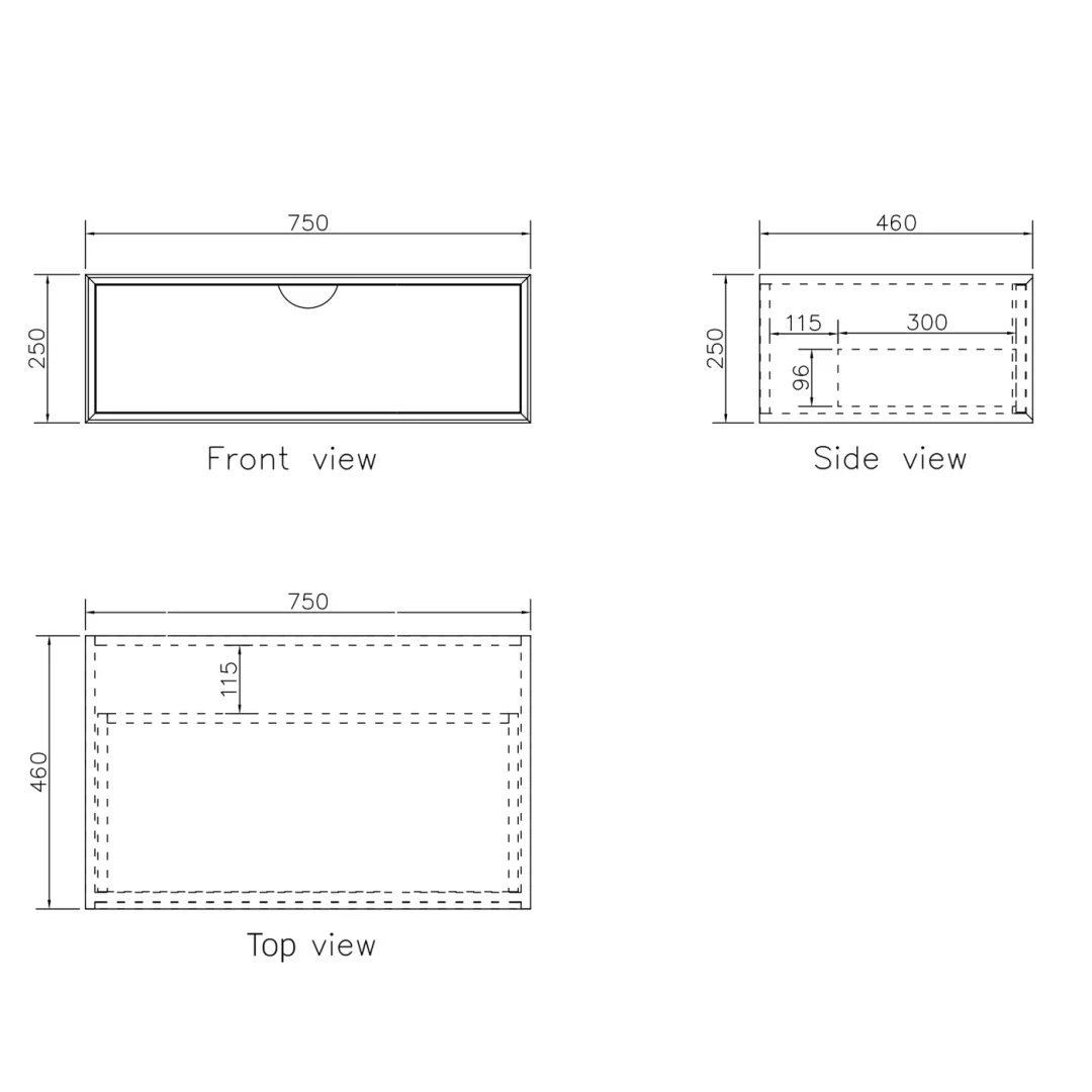 Otti Moonlight Wall Hung Cabinet 700 White Single Basin(Gold Handle) - Image 3