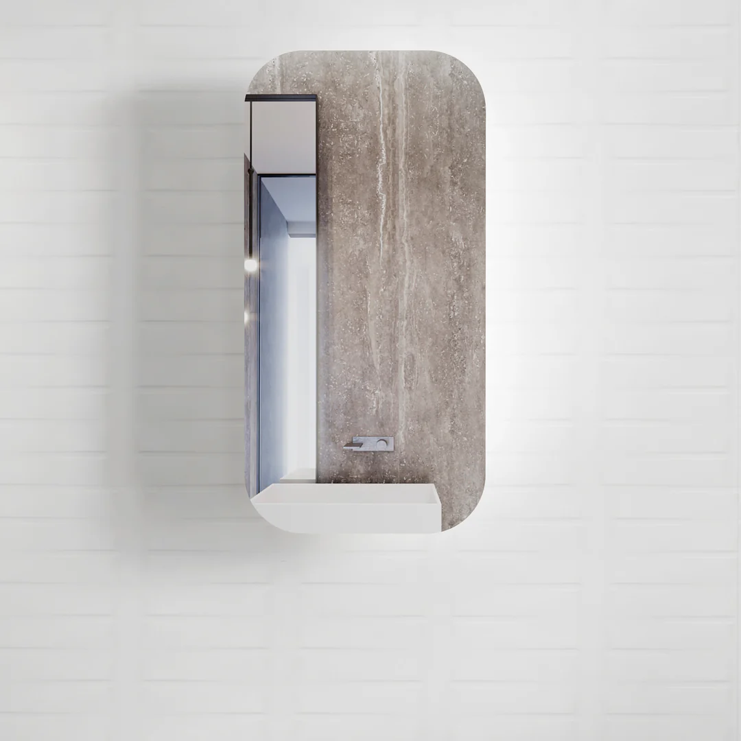 Otti Newport White Shaving Cabinet White - Soft Square Mirror