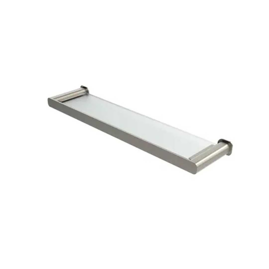 Otti Oskar Brushed Nickel Metal & Glass Shelf