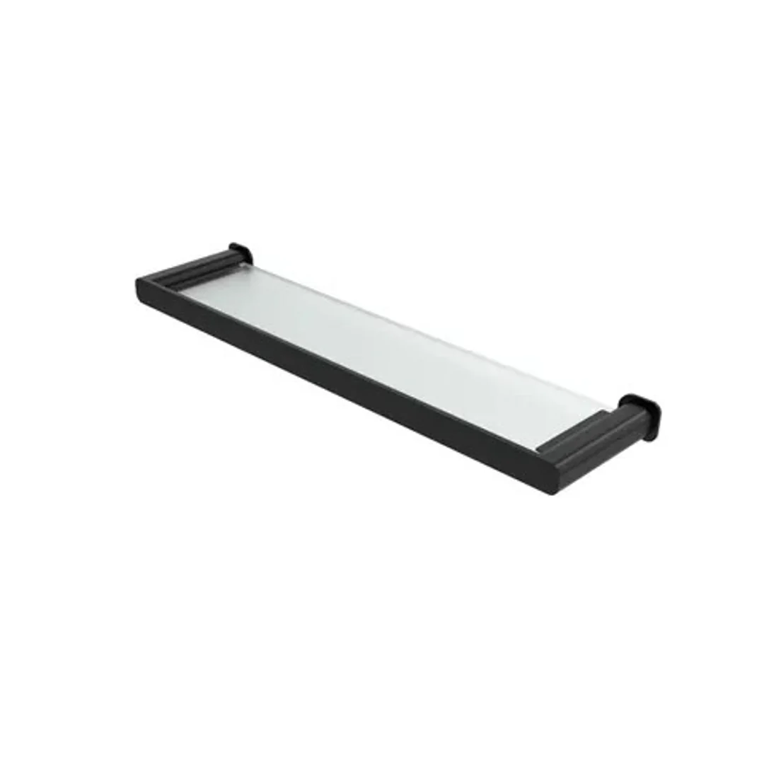 Otti Oskar Matte Black Metal & Glass Shelf