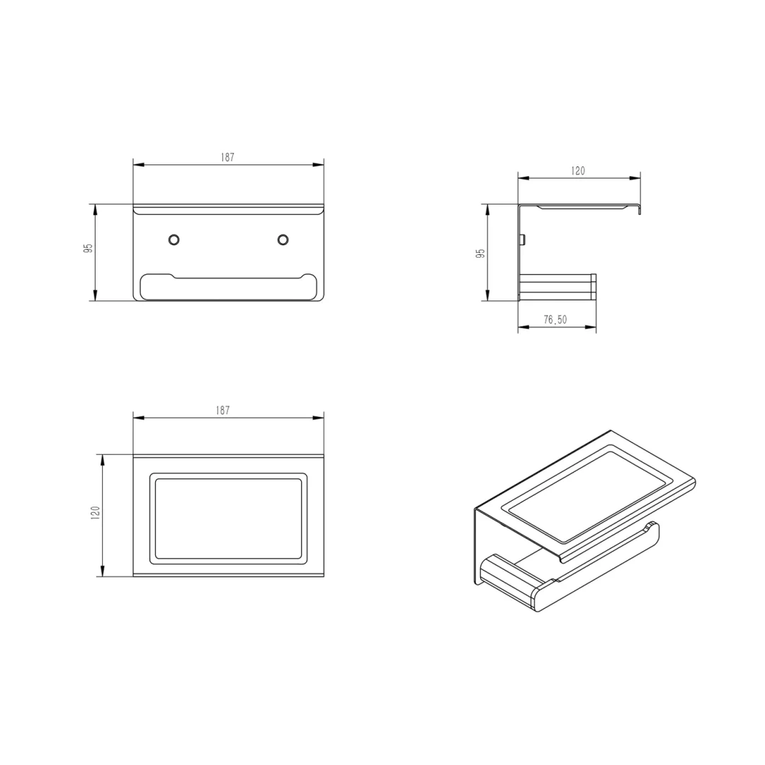 Otti Oskar Matte Black Paper Holder - Image 2
