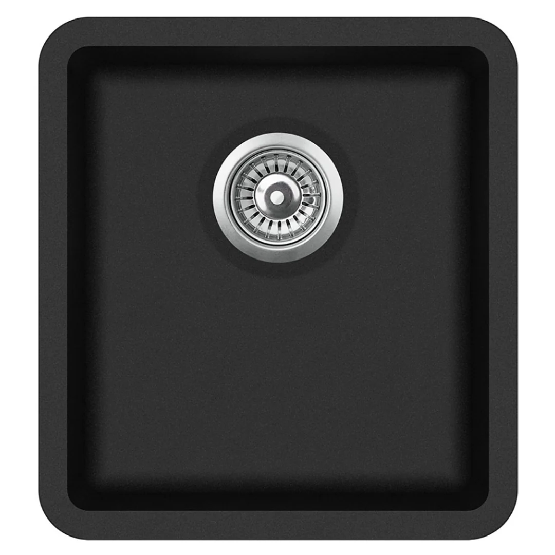 Otti Single Black Kitchen Sink - Sink Dimensions 420X460X200 - Bowl With Strainer