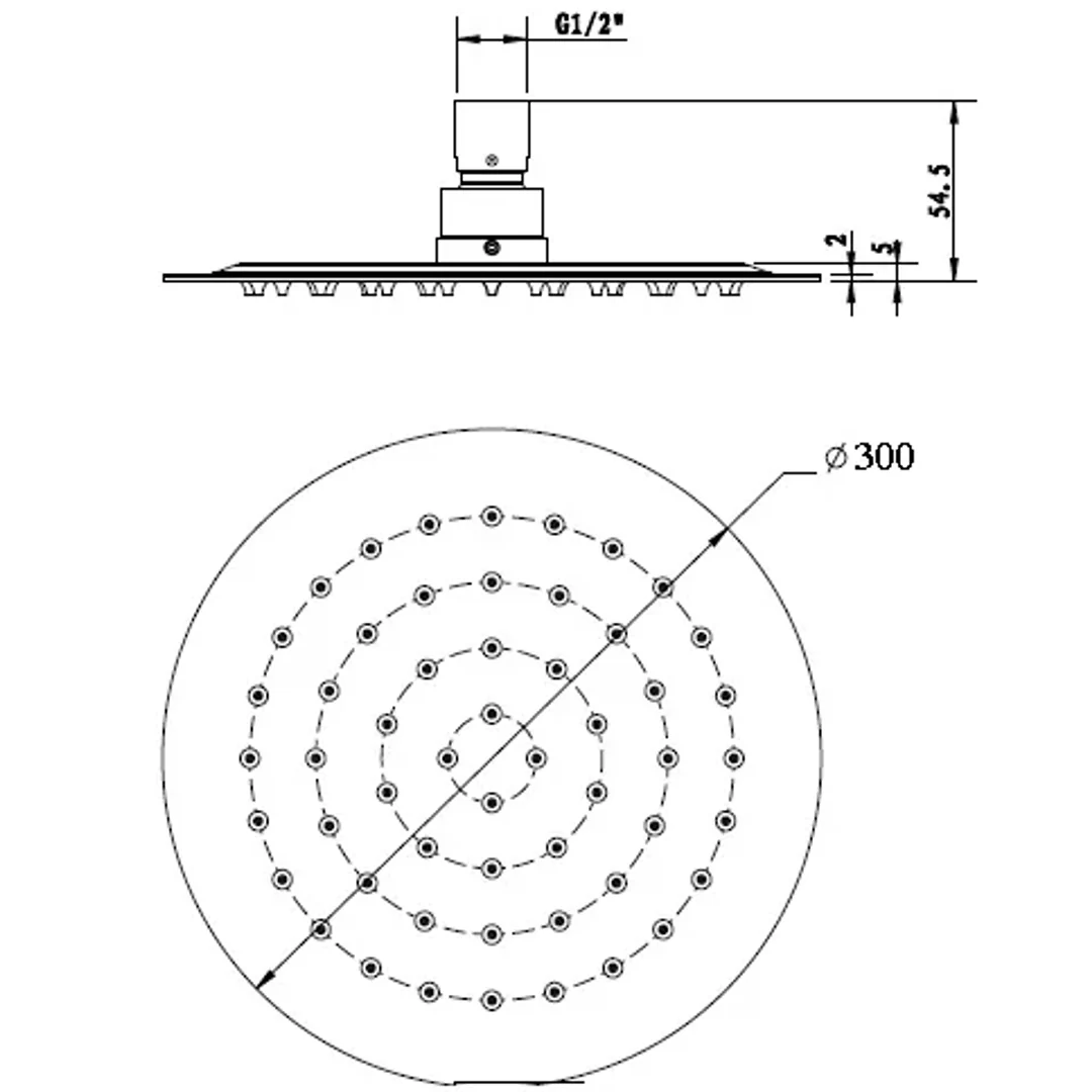 Otti Stainless Shower Head Round 300 Black - Image 2