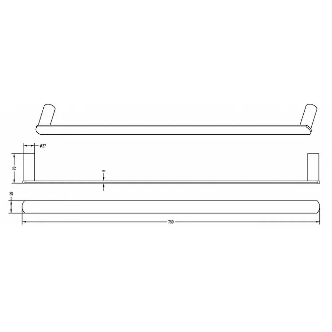 Otti Vetto Single Towel Rail 750Mm Gun Metal - Image 2