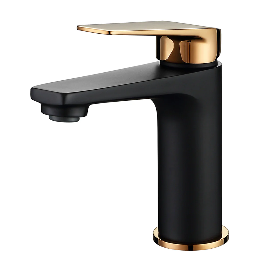 Otti Zevio Basin Mixer Matt Black Rose Gold