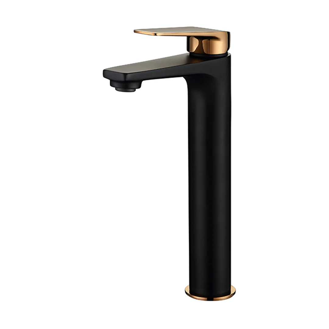 Otti Zevio Tall Basin Mixer Matt Black Rose Gold