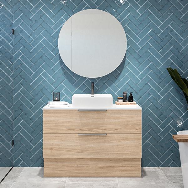 Timberline Oxbow Vanity 600mm 20mm Silk Surface Top With Ceramic Basin Floorstanding - Image 3