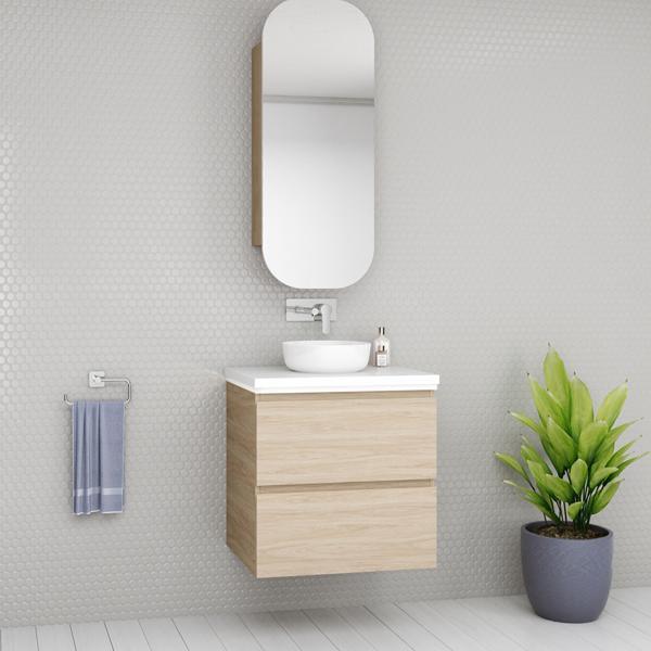 Timberline Oxbow Vanity 750mm 20mm Silk Surface Top With Ceramic Basin Wall Hung - Image 5