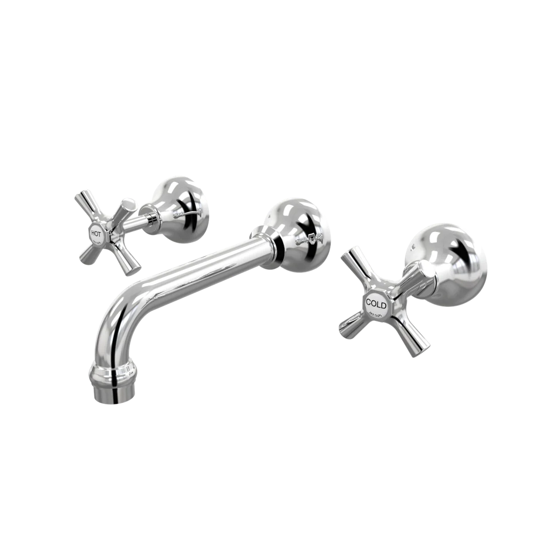 Par Bell Wall Bath Set 160mm Fixed White & Chrome - Image 2