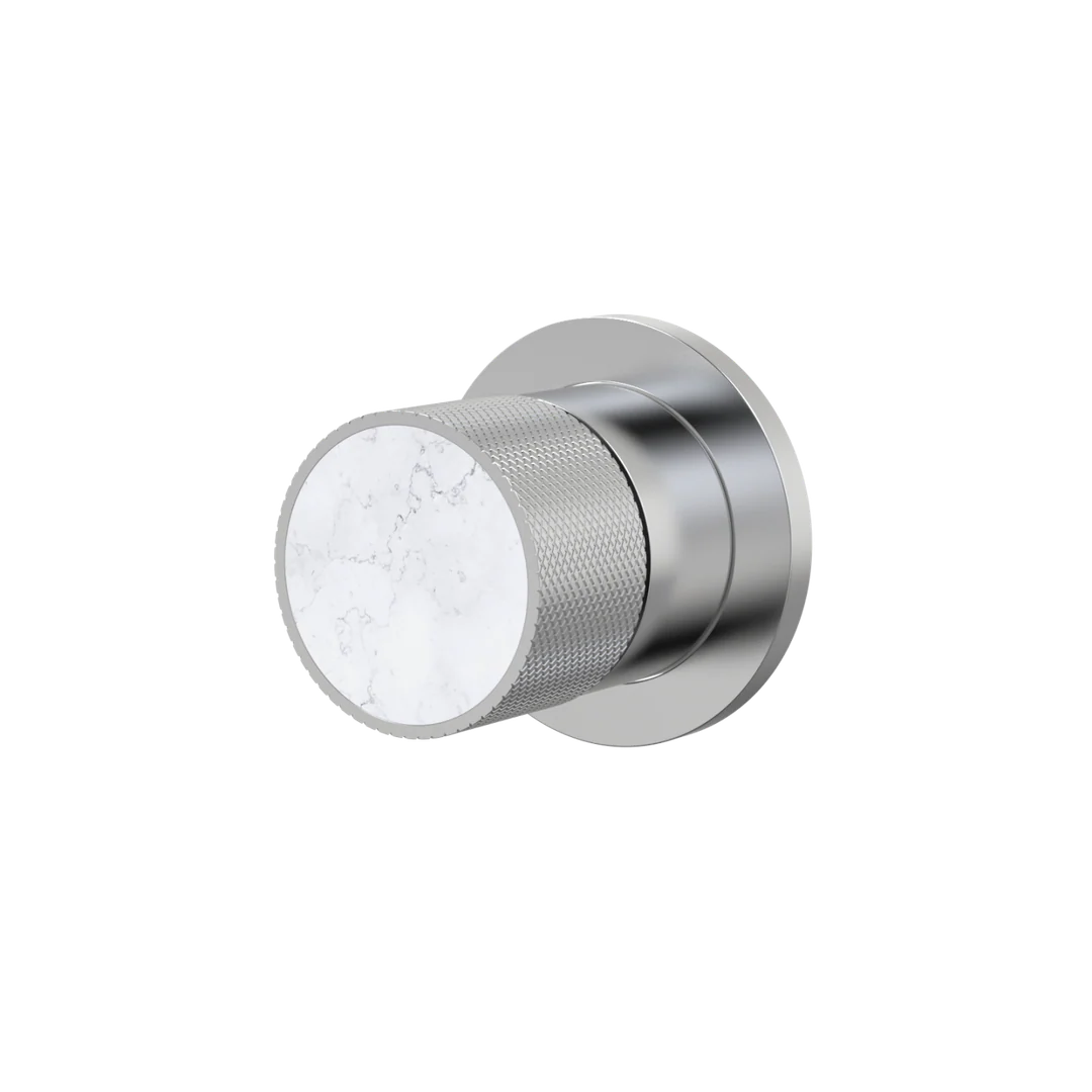 Par Idk Marble Wall Mixer Bath/Shower Bianco Marble Brushed Chrome - Image 2