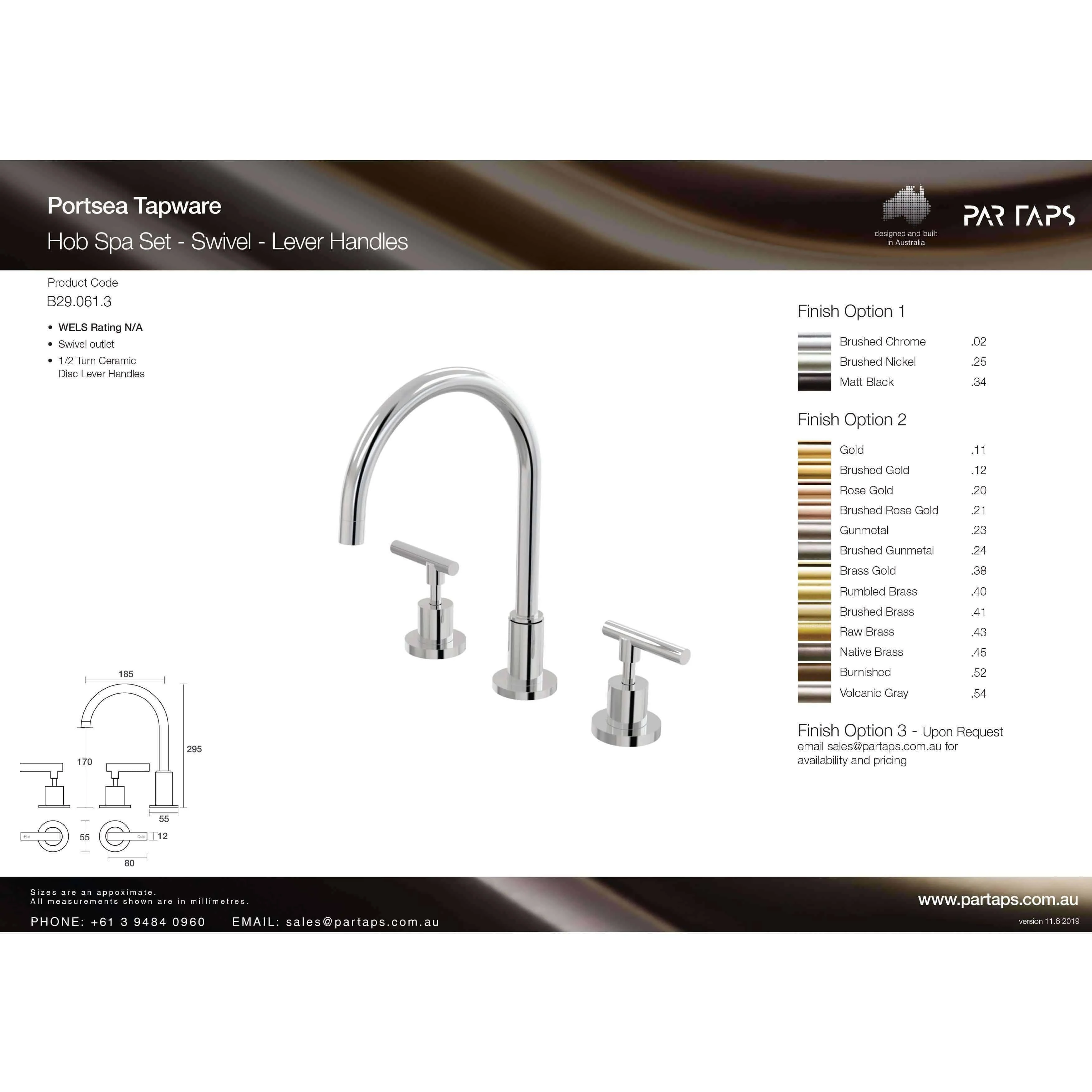 Par Portsea Lever Hob Spa Set Chrome (B29.061.3.01) - Image 3