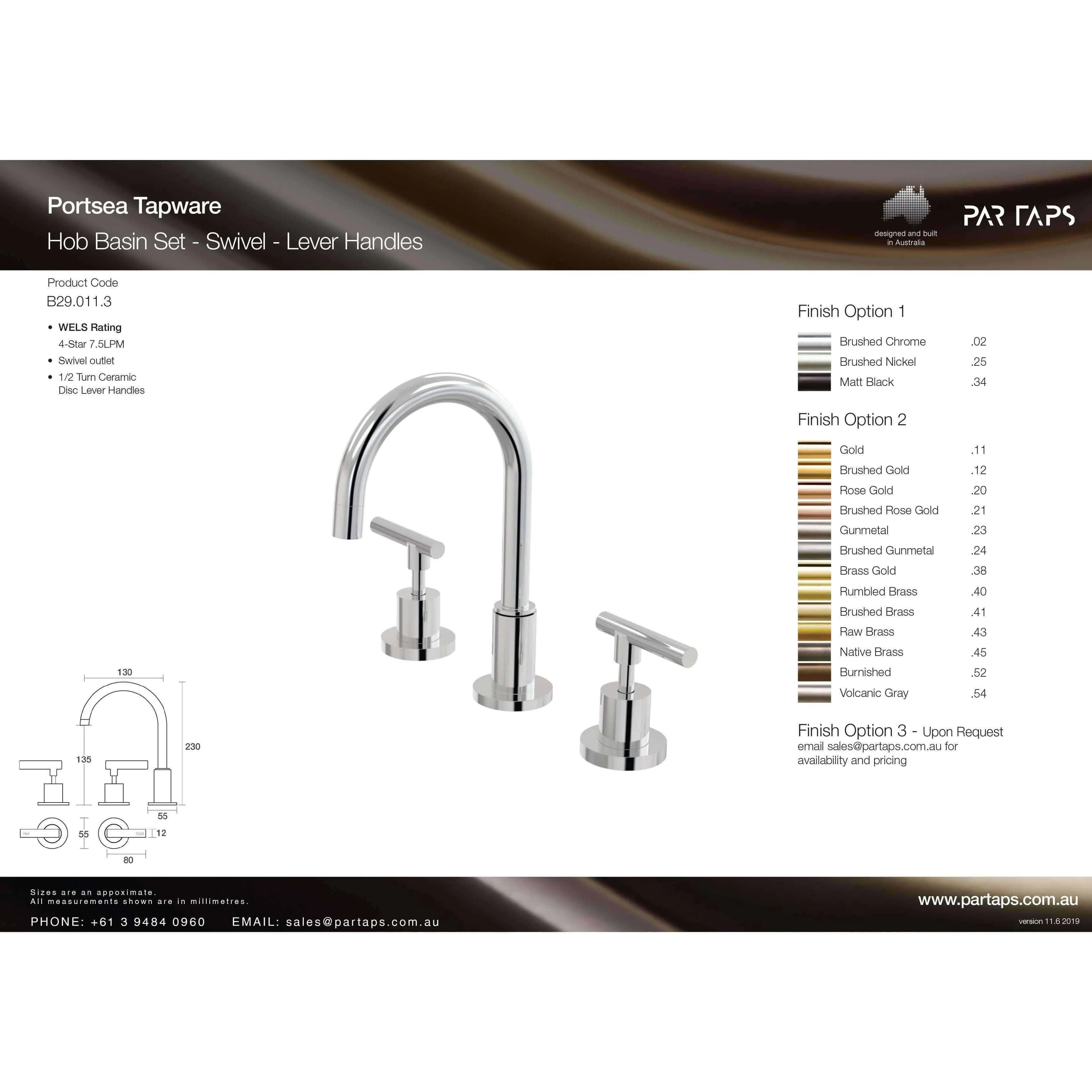 Par Portsea Lever Swivel Basin Set Chrome (B29.011.3.01) - Image 3