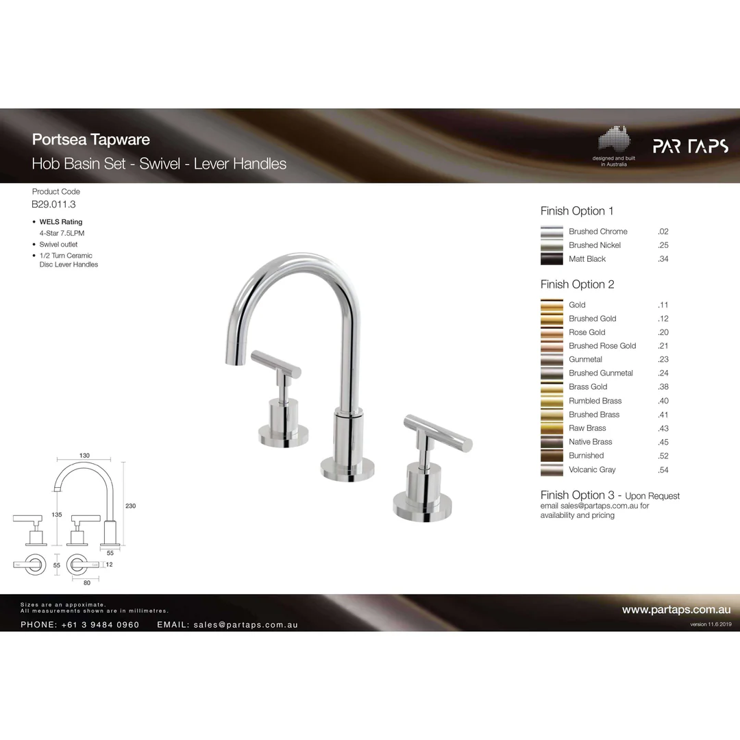 Par Portsea Lever Swivel Basin Set Chrome (B29.011.3.01) - Image 4