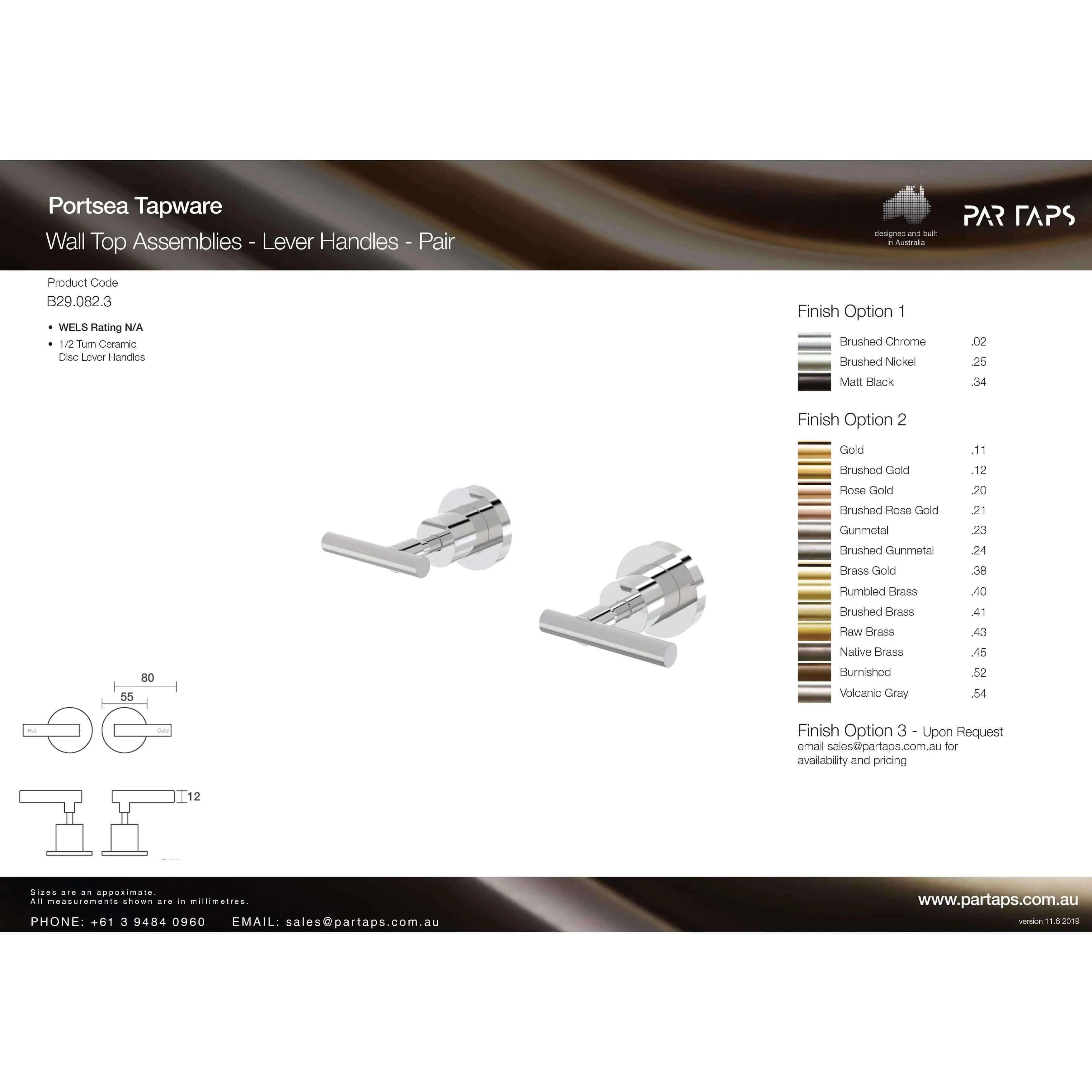 Par Portsea Lever Wall Top Assembly *Each* Chrome (B29.082.3.01) - Image 3