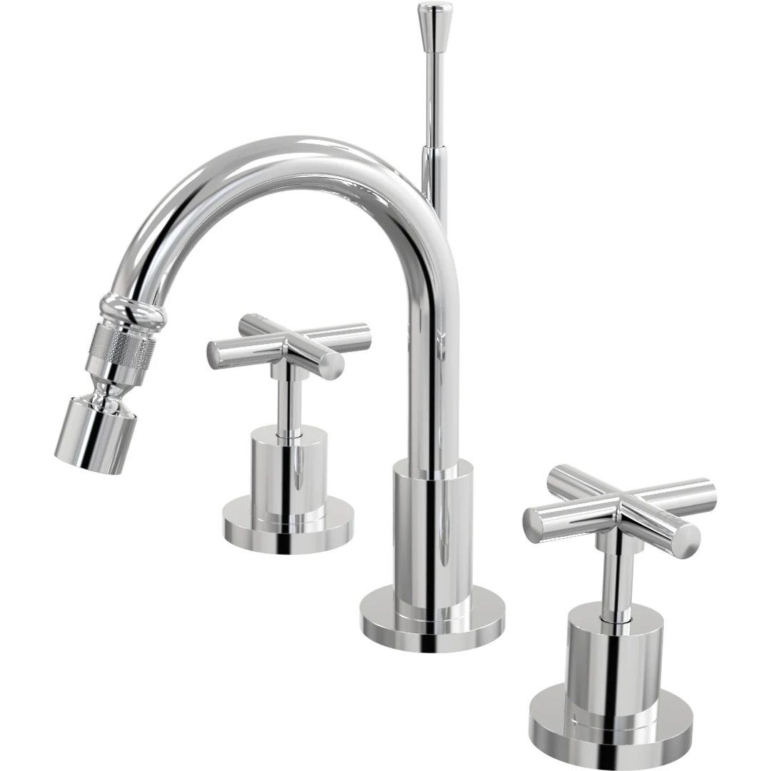 Par Tap Portsea Hob Bidet Set - 130mm  - Chrome - Image 2