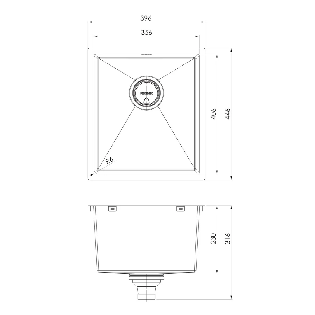 Phoenix 4000 Series Single Bowl Sink Stainless Steel - Image 2