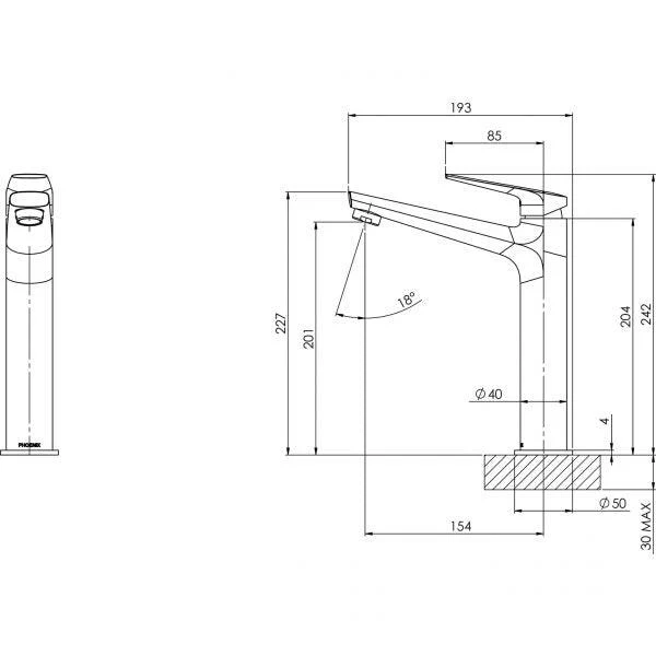 Phoenix Arlo Vessel Mixer Brushed Nickel - Image 3