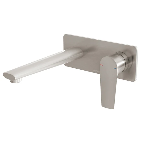 Phoenix Arlo Wall Basin/Bath Mixer Set 180mm Brushed Nickel - Image 5