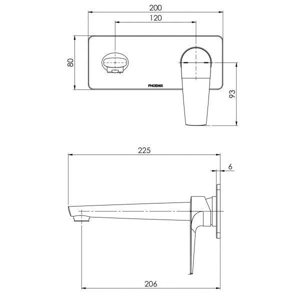 Phoenix Arlo Wall Basin/Bath Mixer Set 180mm Brushed Nickel - Image 6