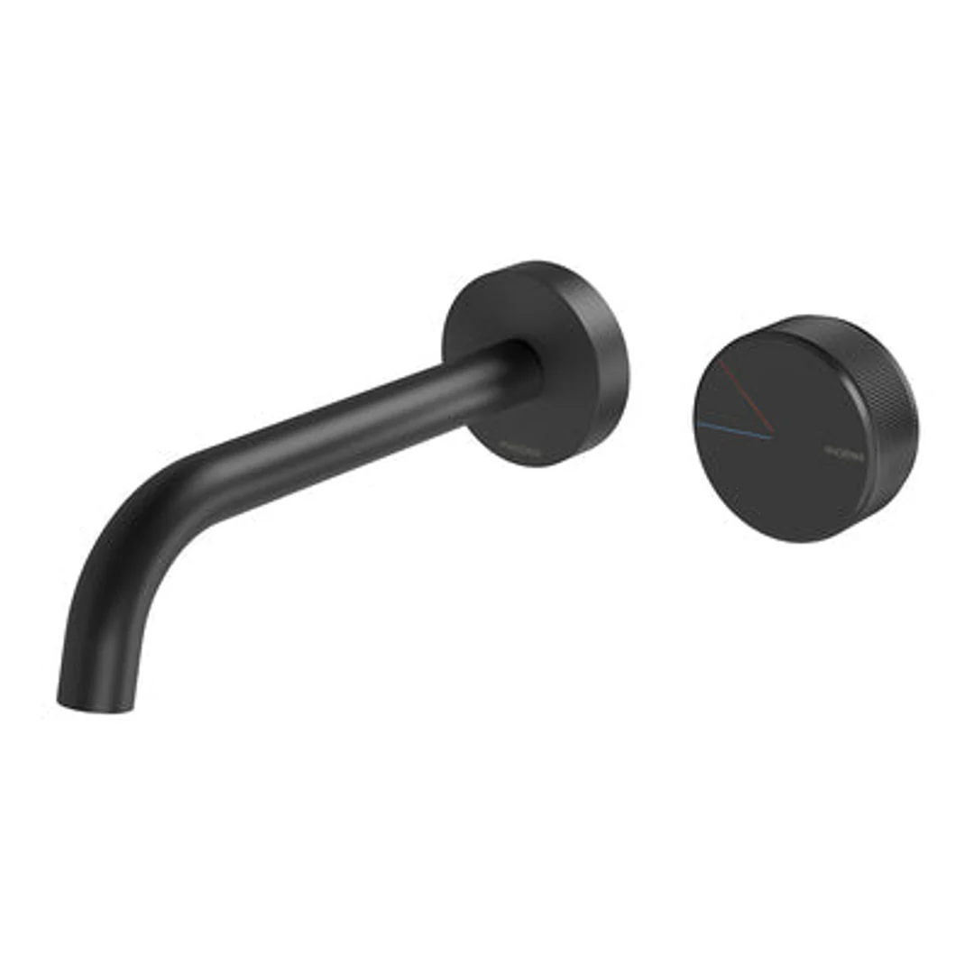 Phoenix Axia Wall Basin/Bath Curved Outlet Mixer Set 180mm Matte Black 117-7815-10 - Image 2