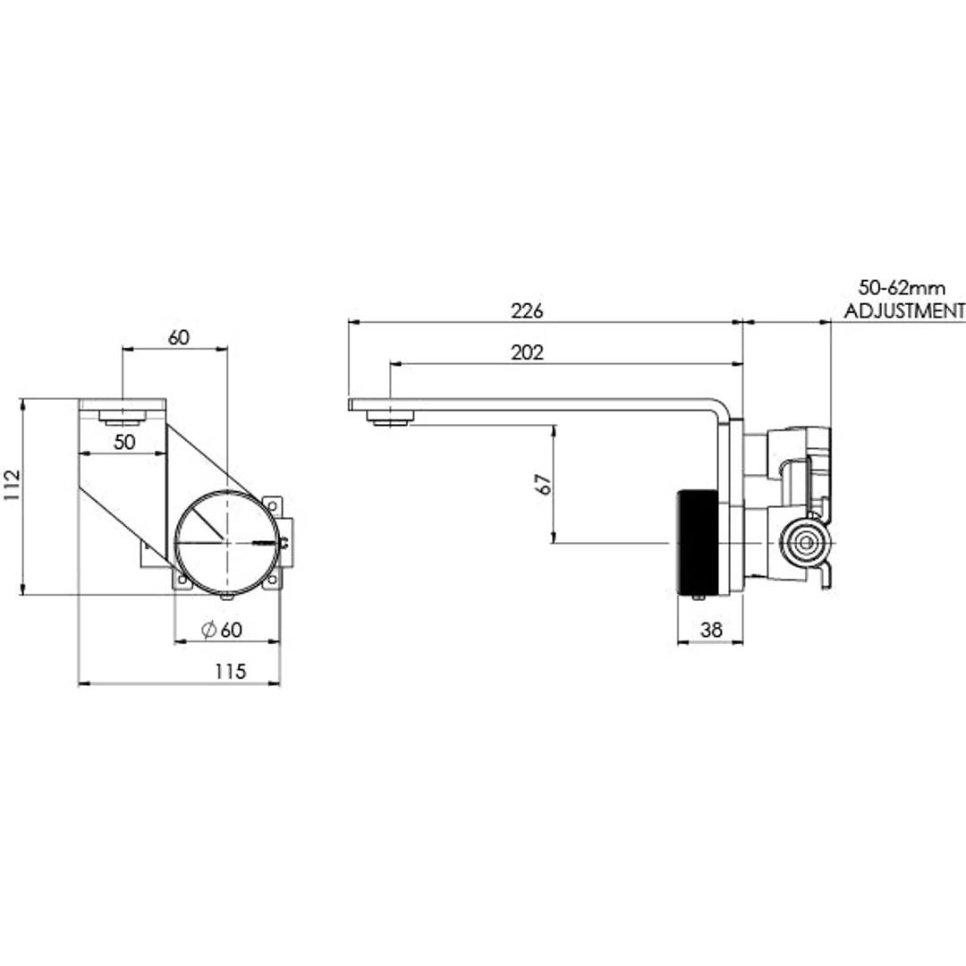 Phoenix Axia Wall Basin/Bath Mixer Set 200mm - Matte Black - Image 7