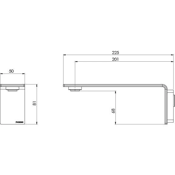 Phoenix Axia Wall Basin/Bath Outlet 200mm - Brushed Nickel - Image 4