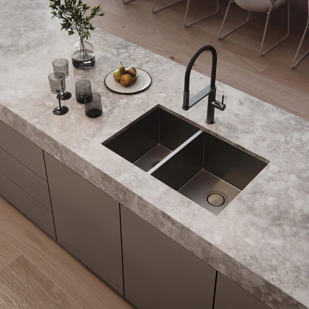 Phoenix Blix Flexible Hose Sink Mixer Round Brushed Carbon - Image 6