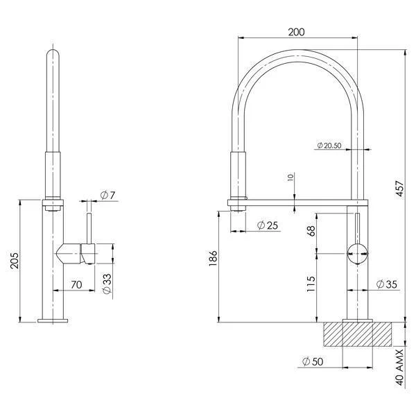 Phoenix Blix Flexible Hose Sink Mixer (Round) - Chrome - Image 12