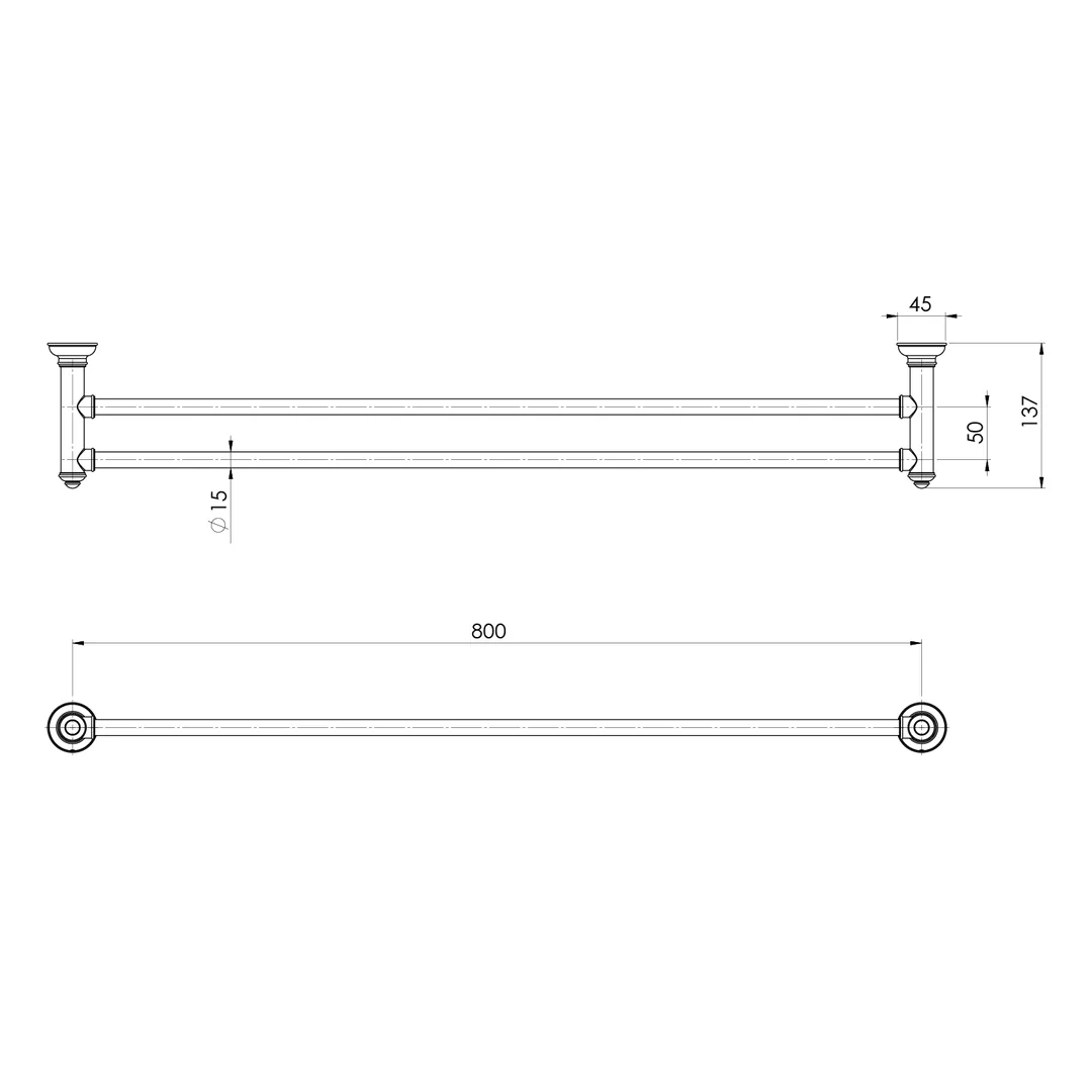 Phoenix Cromford Double Towel Rail 800Mm Brushed Gold - Image 2