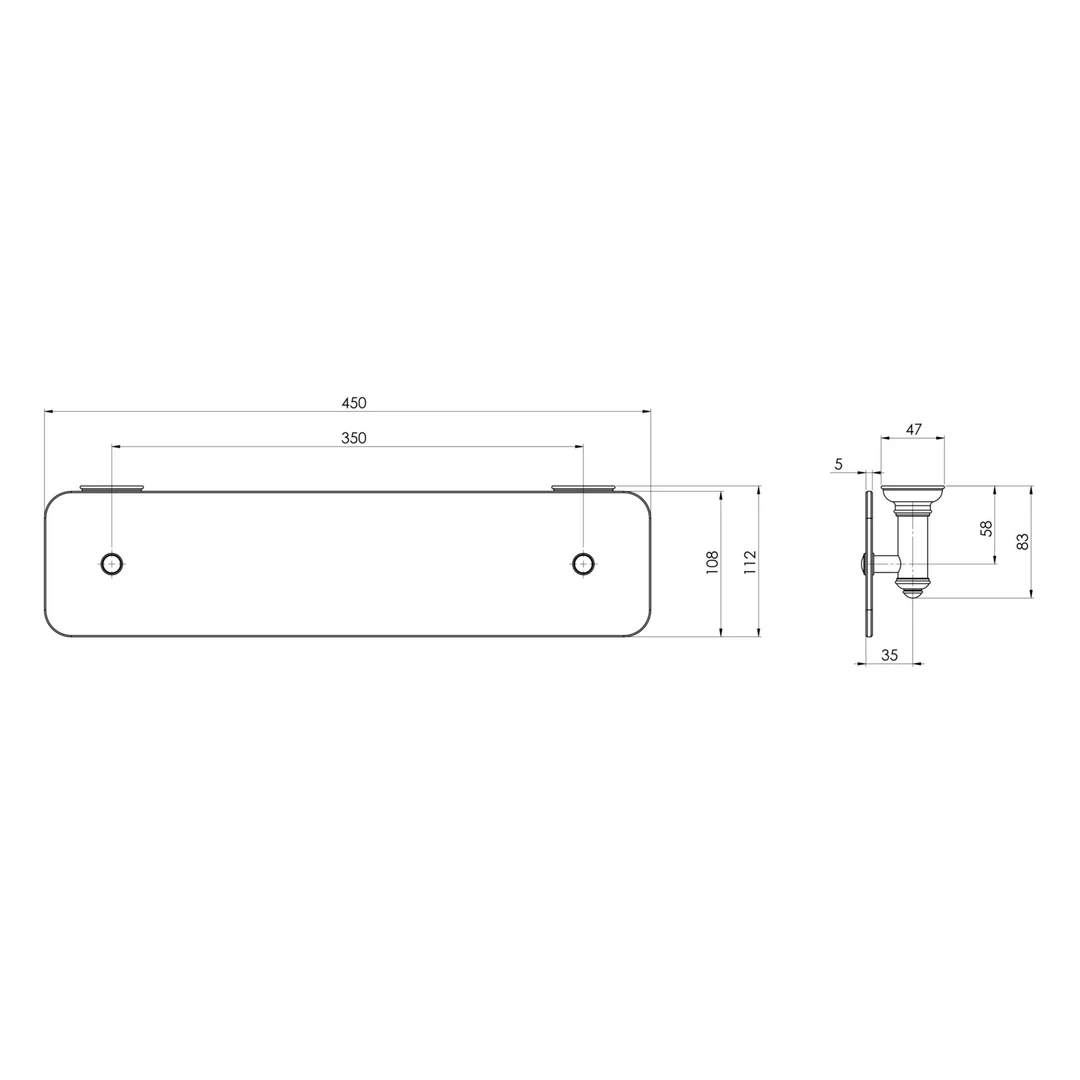 Phoenix Cromford Glass Shelf 450Mm Brushed Nickel - Image 2