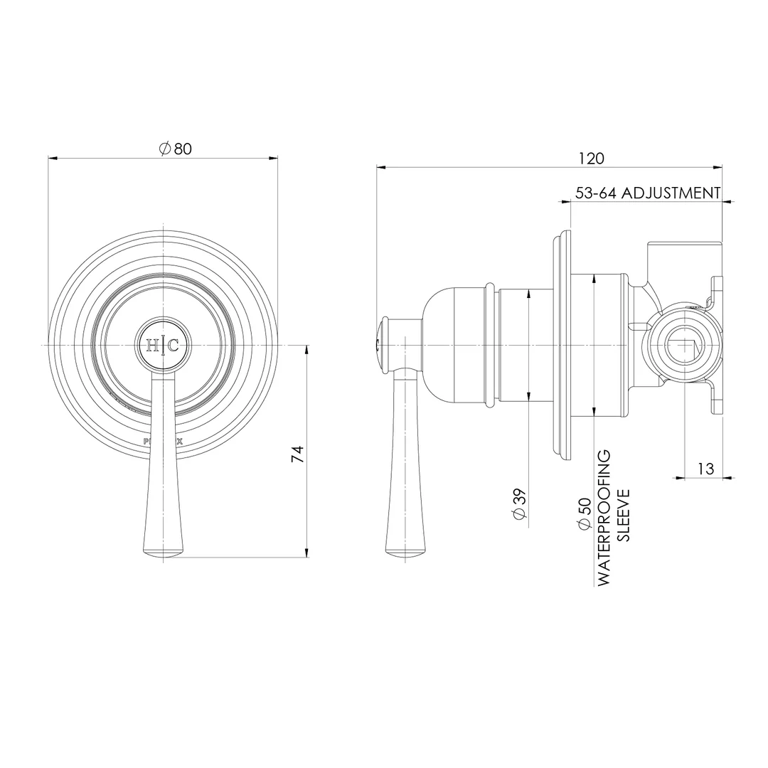 Phoenix Cromford Shower / Wall Mixer Brushed Nickel - Image 2