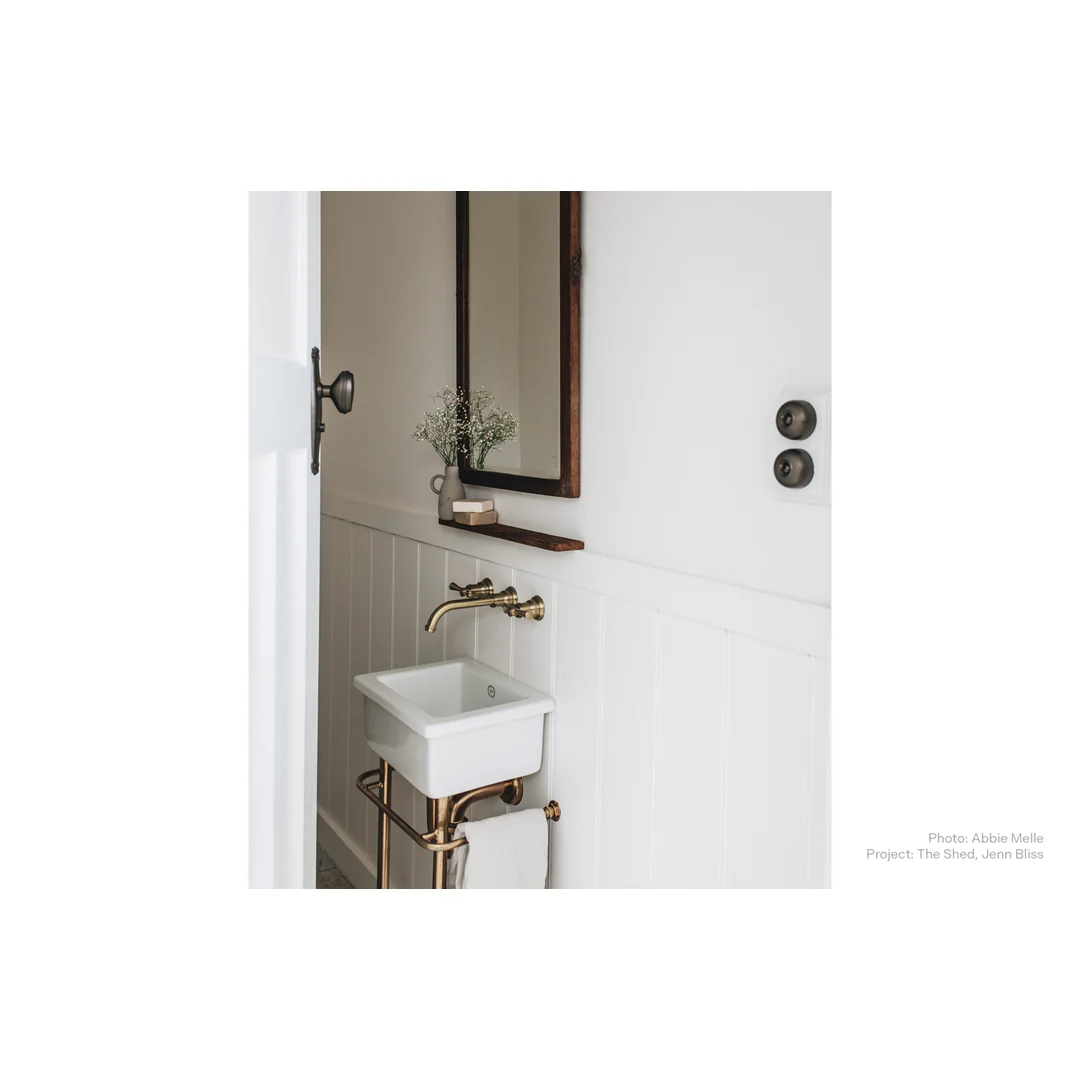 Phoenix Cromford Wall Basin / Bath Tap Set Brushed Gold - Image 5