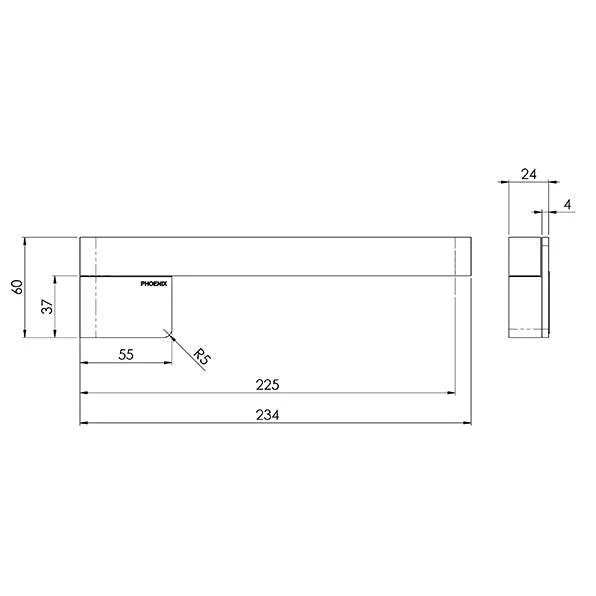 Phoenix Designer Swivel Bath Outlet 230mm Square - Matte Black - Image 5