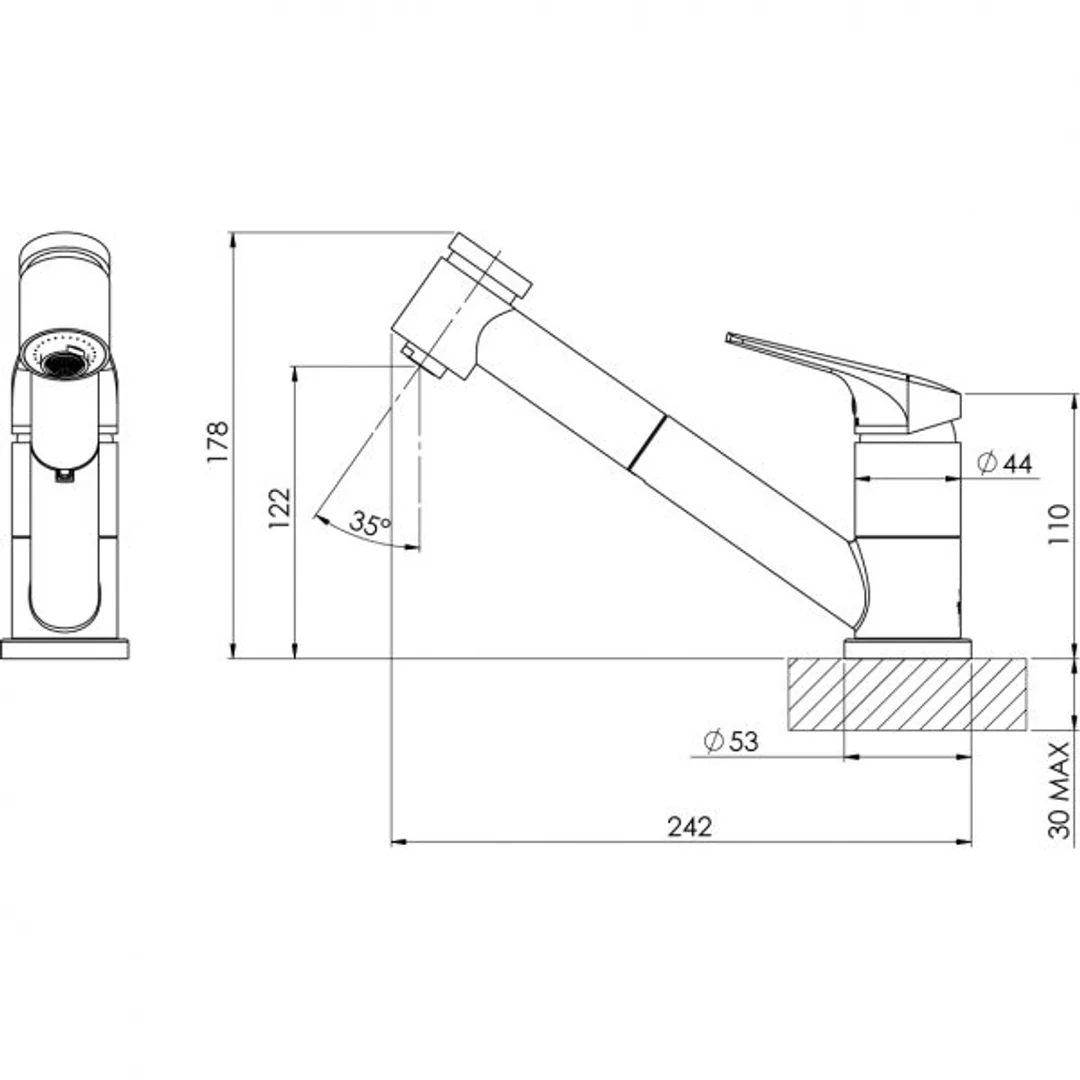 Phoenix Ivy Mkii Pull Out Sink Mixer Chrome - Image 2