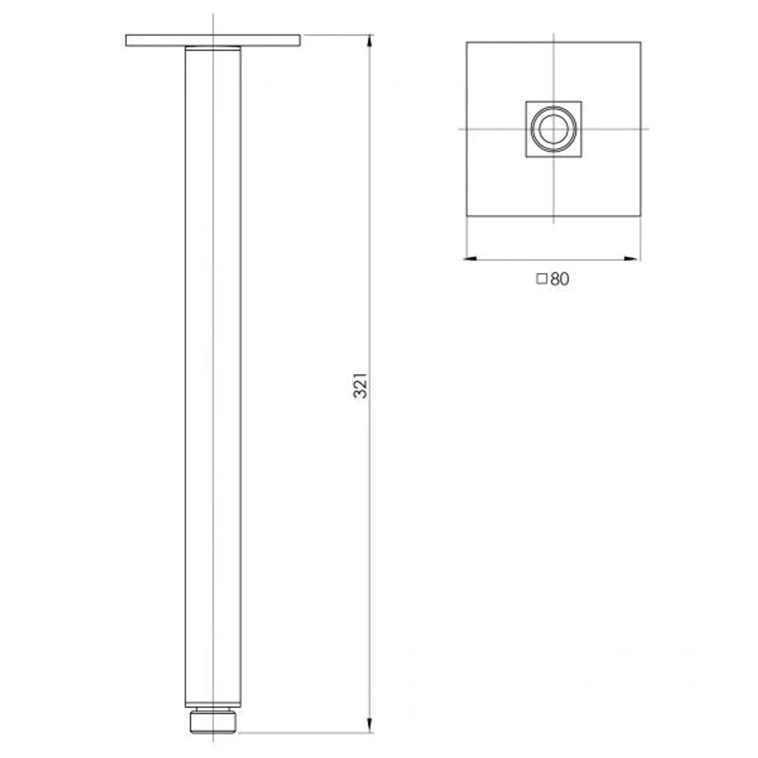 Phoenix Lexi Ceiling Arm Only 300mm Square-Matte Black - Image 4