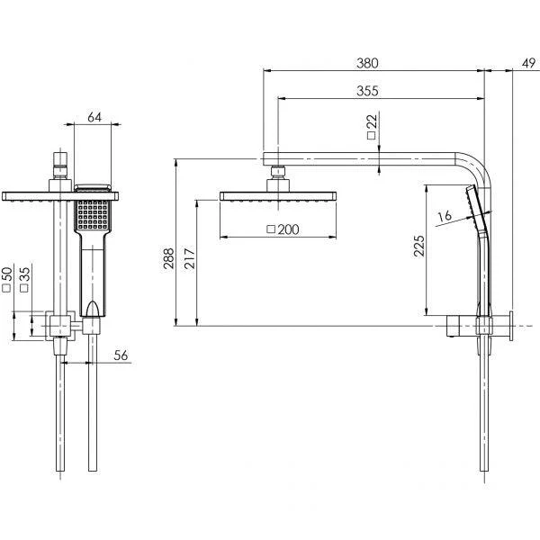 Phoenix Lexi Compact Twin Shower - Matte Black - Image 5