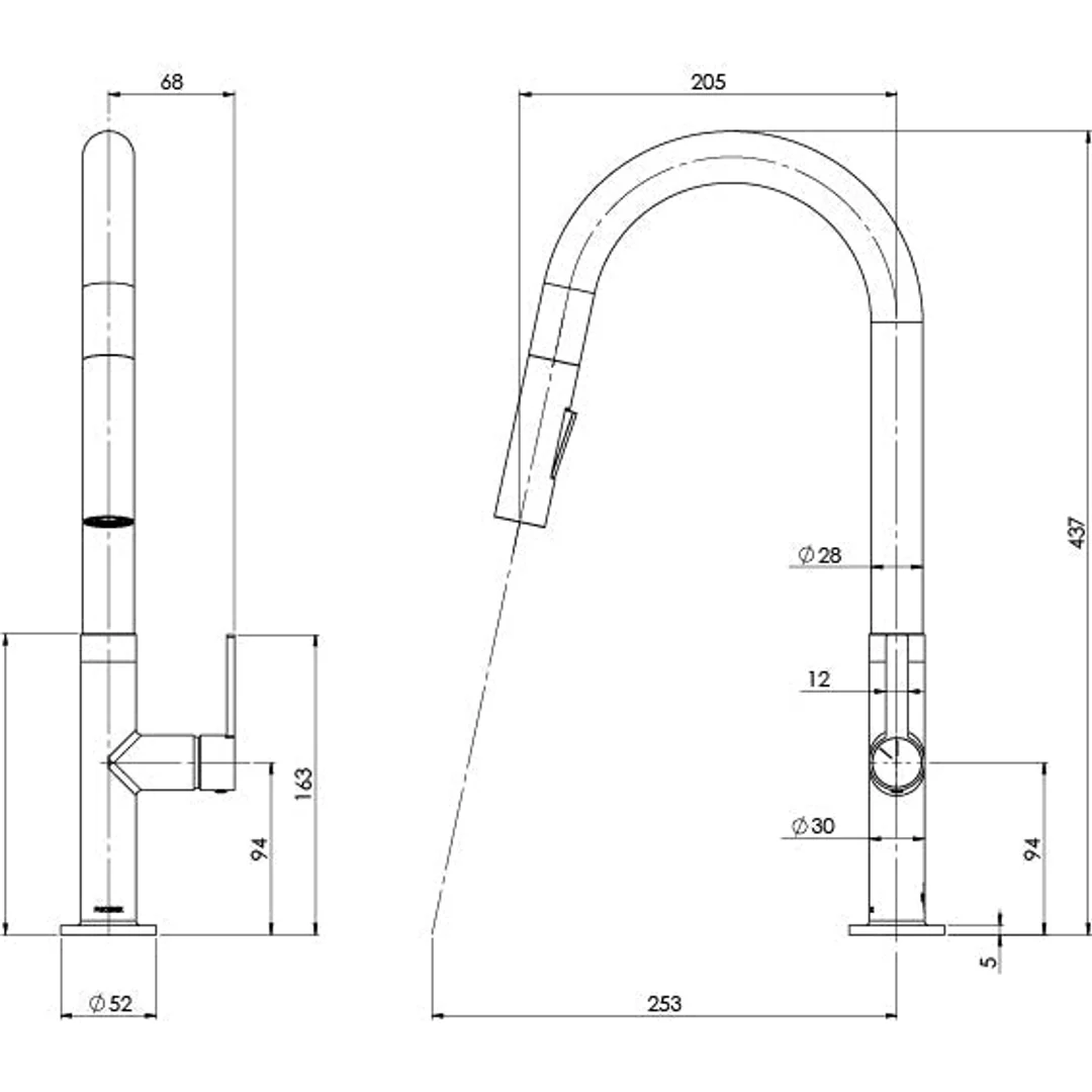 Phoenix Lexi Mkii Pull Out Sink Mixer Matte Black - Image 4