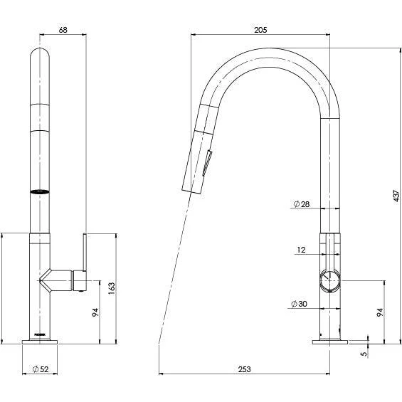 Phoenix Lexi Mkii Pull Out Sink Mixer Matte Black - Image 5