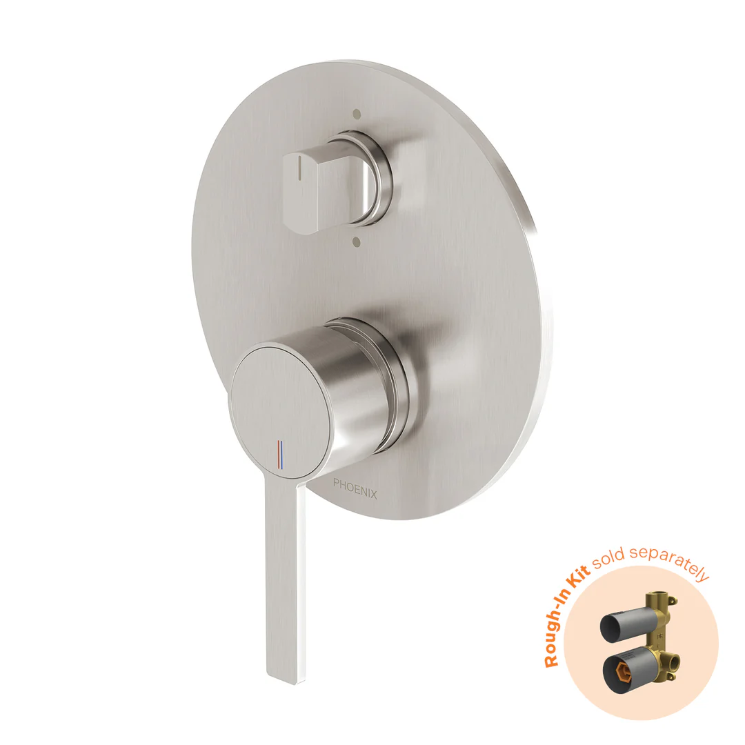 Phoenix Lexi Mkii Switchmix Shower / Bath Diverter Mixer Fit-Off Kit Brushed Nickel