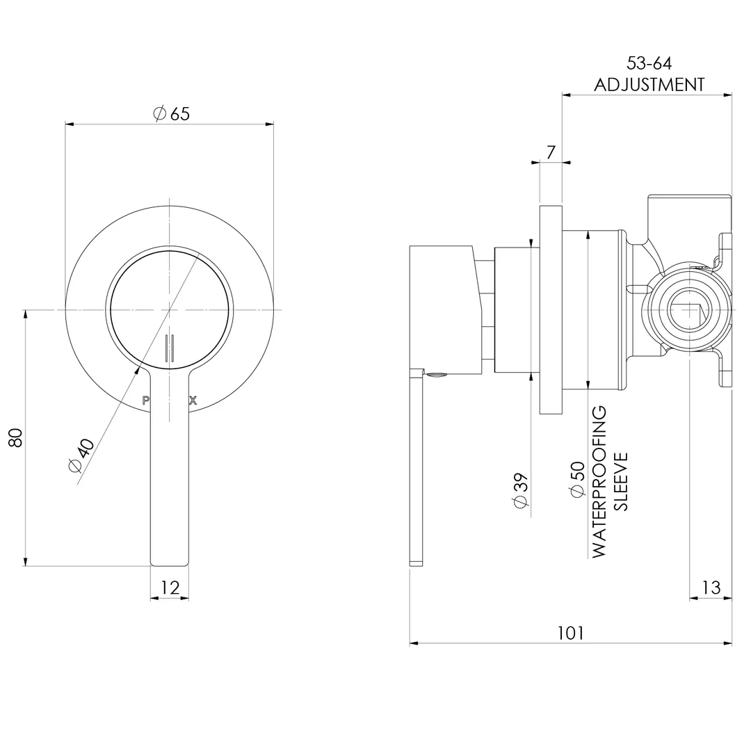 Phoenix Lexi Mkii Switchmix Shower / Wall Mixer Fit-Off Kit Chrome - Image 2