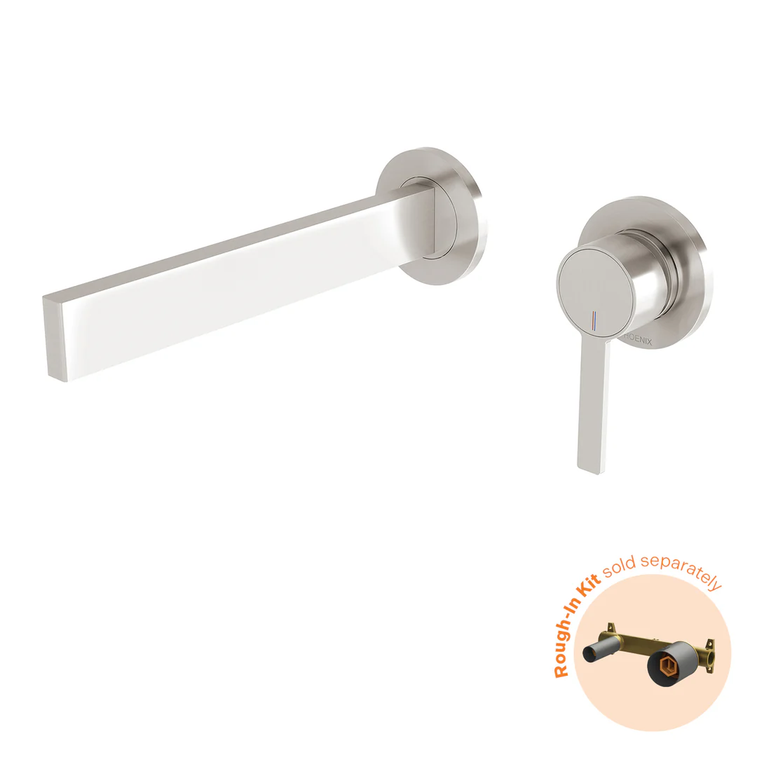 Phoenix Lexi Mkii Switchmix Wall Basin Mixer Set 200Mm Fit-Off Kit Brushed Nickel