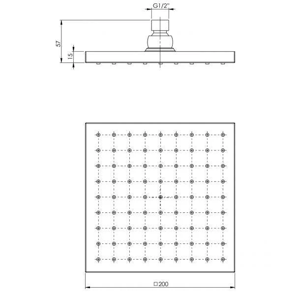 Phoenix Lexi Shower Rose Only 200mm Square Brushed Nickel - Image 5