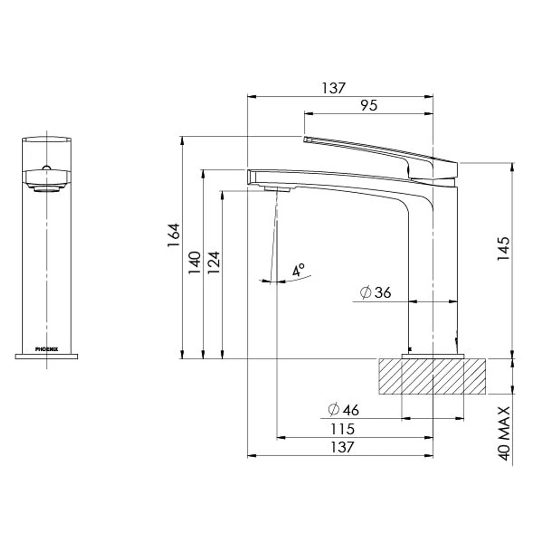 Phoenix Mekko Basin Mixer - Brushed Carbon - Image 4