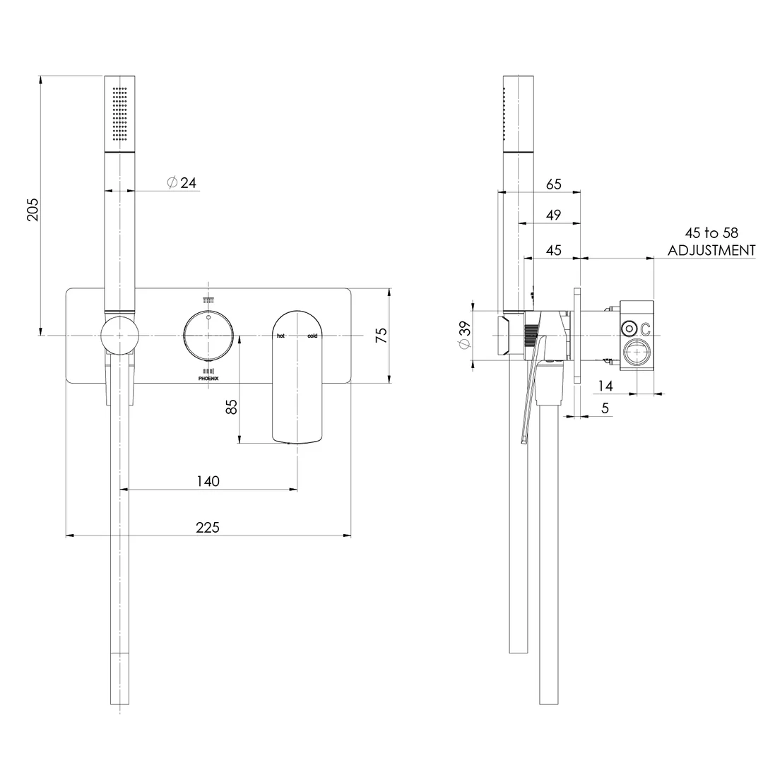 Phoenix Mekko Wall Shower System Chrome - Image 2