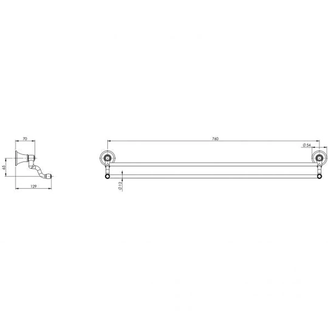 Phoenix Nostalgia Double Towel Rail 760mm Brushed Nickel - Image 4