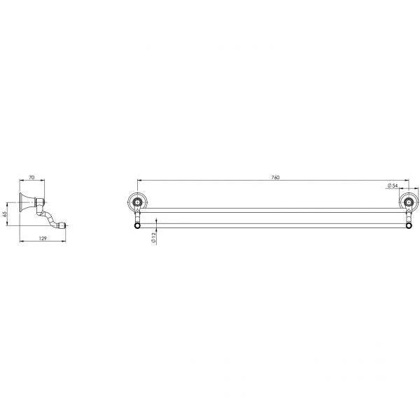 Phoenix Nostalgia Double Towel Rail 760mm Brushed Nickel - Image 5
