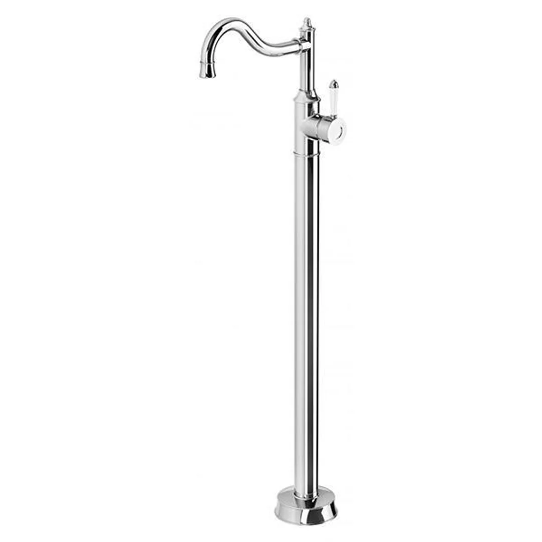 Phoenix Nostalgia Floor Mounted Bath Mixer - Chrome/White - Image 2