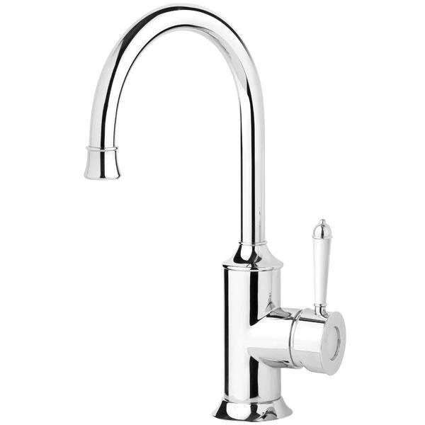 Phoenix Nostalgia Sink Mixer 160mm Gooseneck- Chrome/White - Image 3