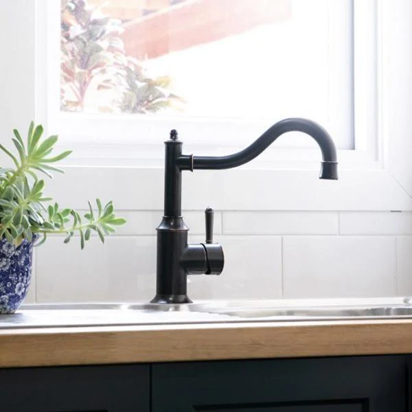 Phoenix Nostalgia Sink Mixer 220mm Shepherds Crook - Antique Black - Image 5